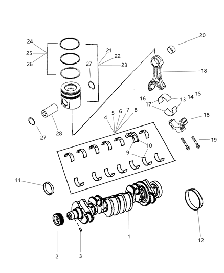 2006 Dodge Ram 2500 Bearing-Connecting Rod Diagram for 4429172