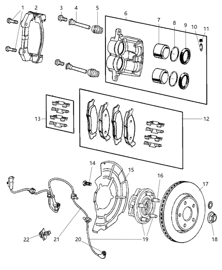 2010 Jeep Grand Cherokee Front Disc Brake Pad Set Diagram for 2AMV3868AA
