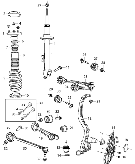 2014 Chrysler 300 Front Upper Control Arm Diagram for 68045131AE