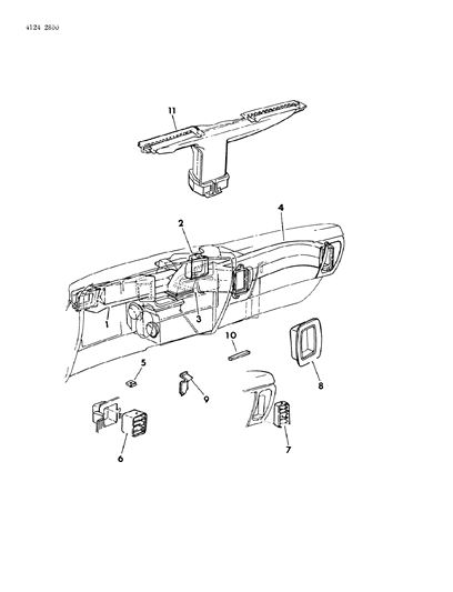 1984 Dodge Rampage Air Outlets & Ducts Diagram
