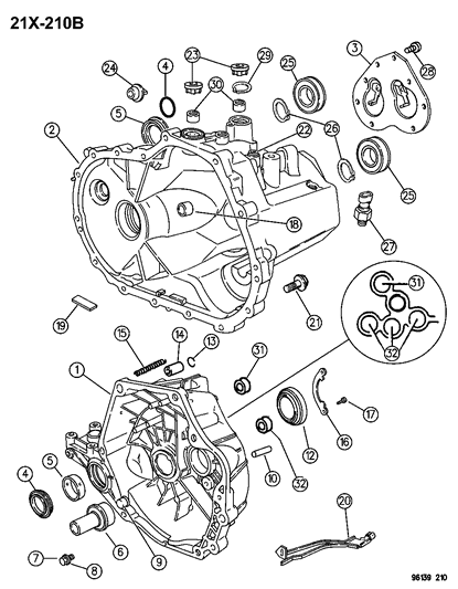 1996 Dodge Stratus Case , Transaxle & Related Parts Diagram