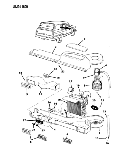 1985 Jeep J10 Evaporator And Blower, Air Conditioning Diagram 1
