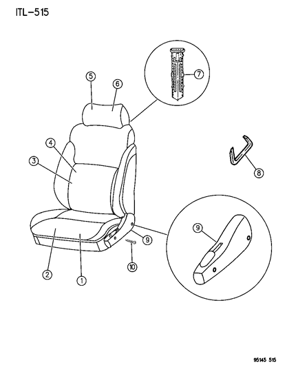 1995 Dodge Neon Seat Back-Lt Front St W/SLEEVE Diagram for MG14PD3