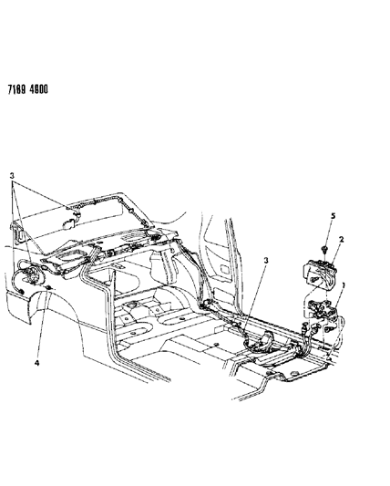 1987 Chrysler LeBaron Fuel Filler & Liftgate Release Diagram