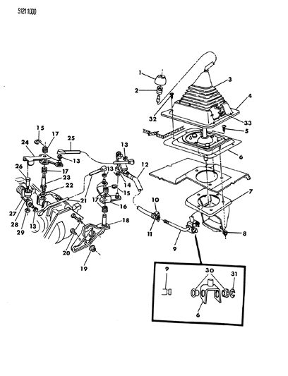 1985 Chrysler Town & Country Controls, Gearshift, Bench Seat Diagram