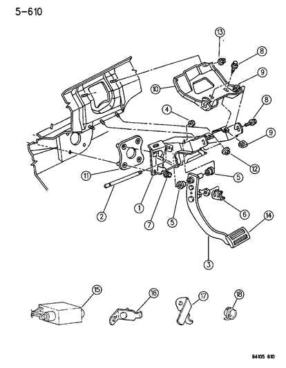 1994 Dodge Shadow Brake Pedal Diagram