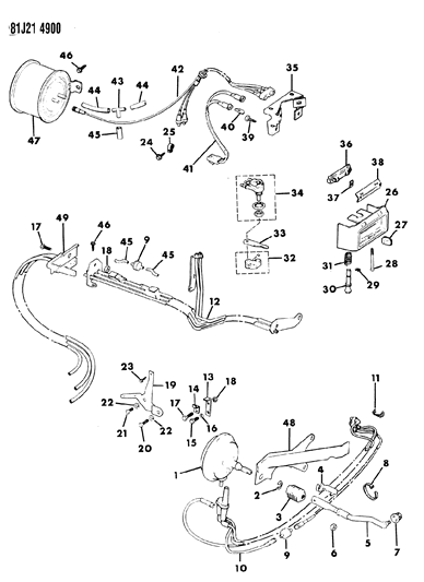 1984 Jeep Grand Wagoneer Controls, Transfer Case Vacuum Shift Diagram