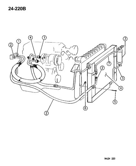 1994 Jeep Cherokee Receiver Drier, Condenser And Lines Diagram 2