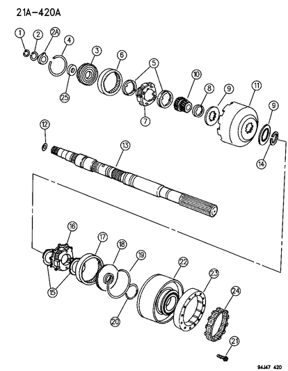 1994 Jeep Wrangler Gear Train & Output Shaft Diagram 1