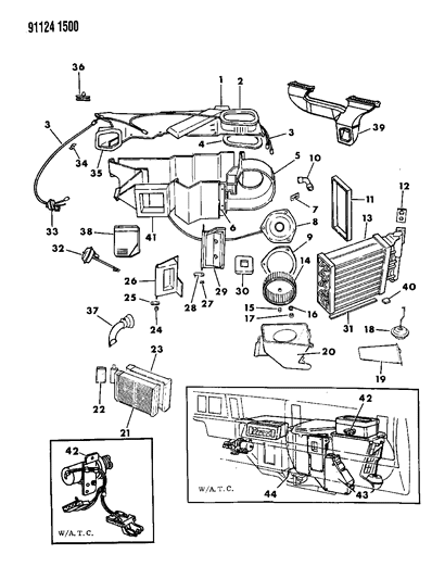 1991 Dodge Shadow Air Conditioning & Heater Unit Diagram