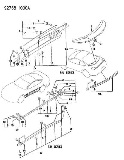 1992 Dodge Stealth Air Dam-Side Diagram for MB831185