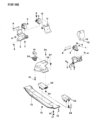 1986 Jeep Cherokee Front Support Diagram for 52000141
