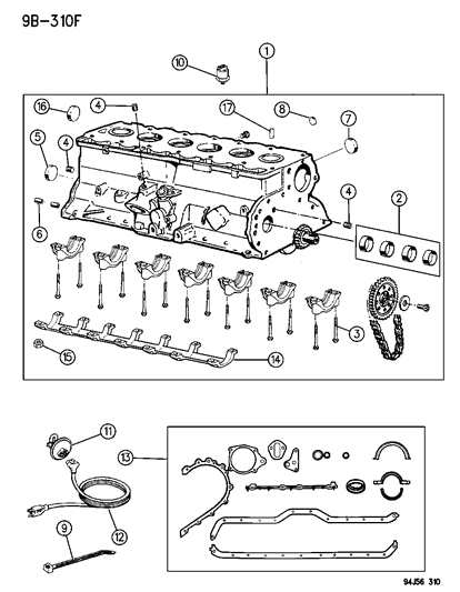 1994 Jeep Wrangler Block-Short Diagram for R9640421AA