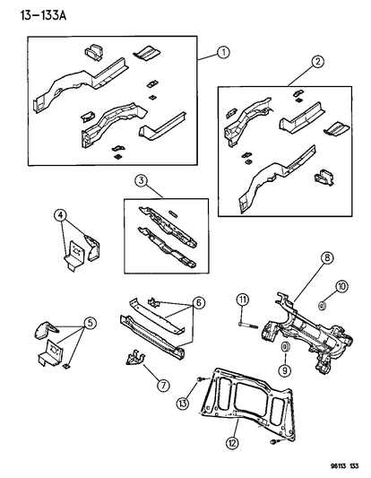 1996 Chrysler Town & Country Frame, Front Diagram