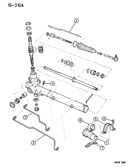 1994 Chrysler Town & Country Gear - Rack & Pinion, Power & Attaching Parts Diagram