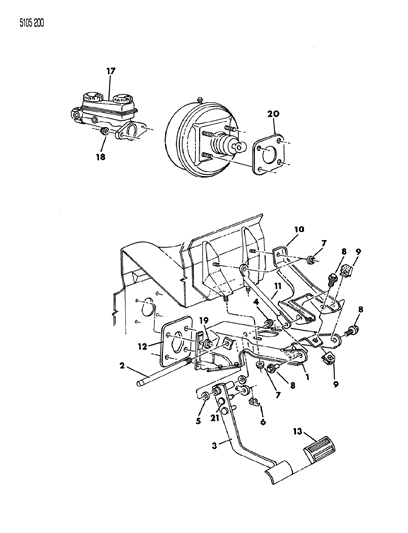 1985 Chrysler Laser Brake Pedal Diagram