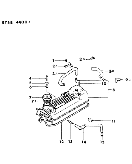 1985 Dodge Colt Cylinder Head Cover Diagram 1