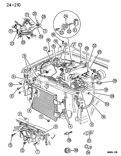 1996 Dodge Dakota Plumbing - A/C & Heater Diagram 1