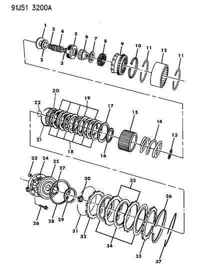1993 Jeep Grand Wagoneer Clutch, Overdrive With Gear Train Diagram 1