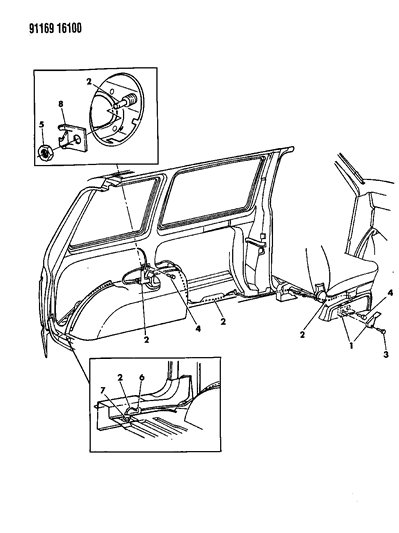 1991 Chrysler Town & Country Fuel Filler Release Diagram