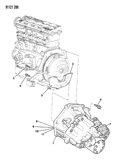 1991 Chrysler TC Maserati Transaxle Assembly & Mounting Diagram