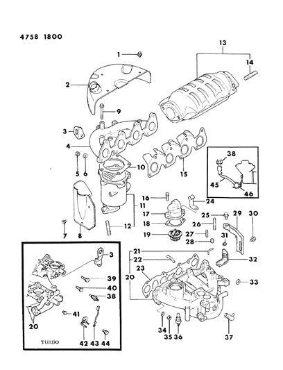 1984 Dodge Conquest Bolt-Inlet Manifold Diagram for MF241258