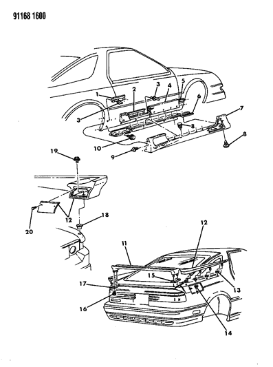 1991 Dodge Daytona Ground Effects Package Diagram