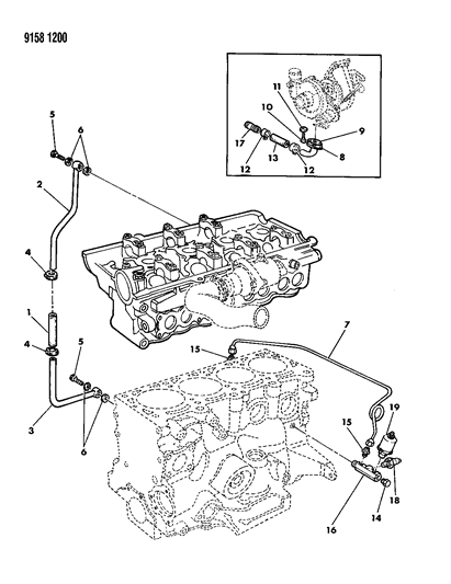1989 Chrysler TC Maserati Gasket - Turbo Water In And Out Diagram for 4425569
