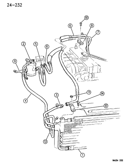 1996 Jeep Cherokee Hose A/C CONDENSER Diagram for 55036891