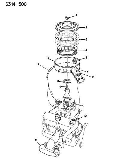 1986 Dodge Ramcharger Air Cleaner Diagram 2