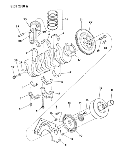 1986 Chrysler New Yorker Crankshaft, Pistons And Torque Converter Diagram 2