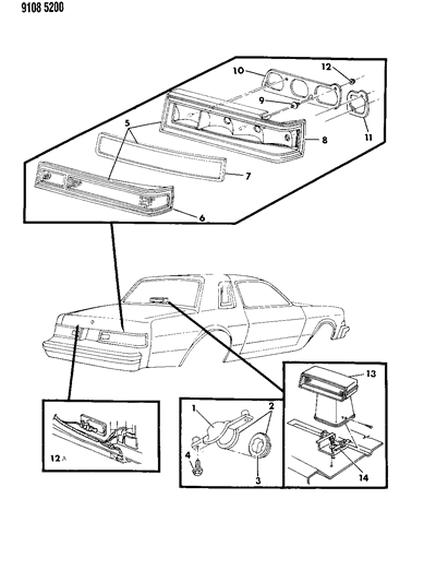 1989 Dodge Diplomat Lamps & Wiring - Rear Diagram