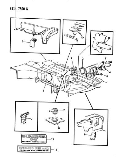 1986 Dodge Daytona Fuel Tank & Filler Tube Diagram
