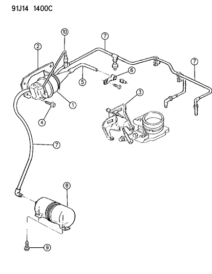 1991 Jeep Cherokee Cable Cruise Control 2.5L Diagram for 53007955
