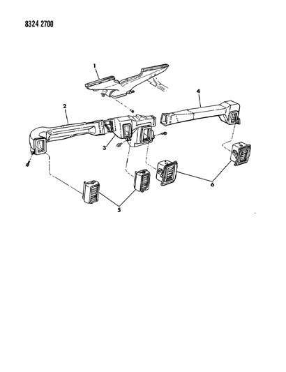 1989 Dodge Ramcharger Air Ducts & Outlets Diagram