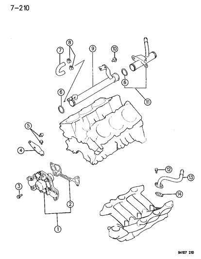 1995 Chrysler Town & Country Water Pump & Related Parts Diagram 2