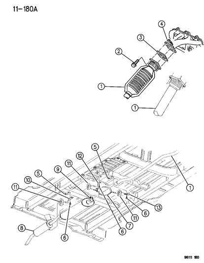 1996 Chrysler Town & Country Exhaust Muffler And Resonator Diagram for E0054078