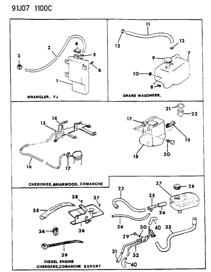 1992 Jeep Cherokee Bottle-COOLANT Reserve Diagram for 52027984