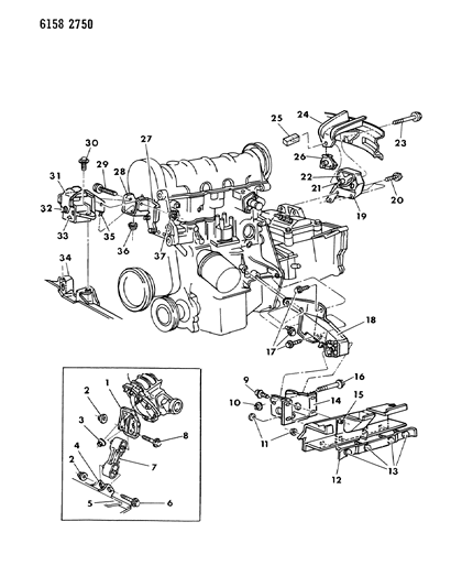 1986 Chrysler Town & Country Engine Mounting Diagram 3