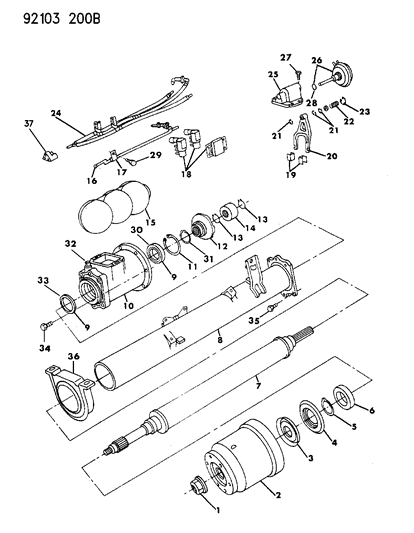 1992 Chrysler Town & Country Torque Tube Assembly Diagram