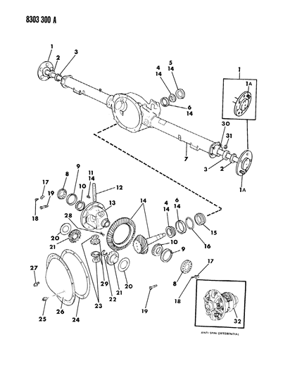 1989 Dodge Ram Van Axle, Rear, With Differential And Carrier Diagram 2