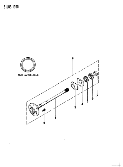 1986 Jeep Comanche Washer-Rear Axle Shaft Bear Diagram for J3239074