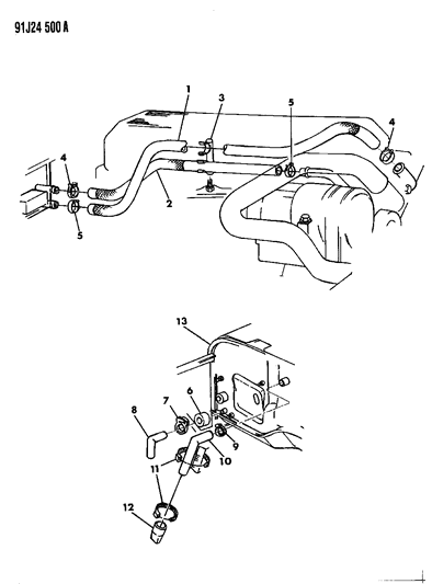 1992 Jeep Wrangler Plumbing - Heater Diagram