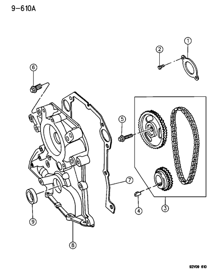 1996 Dodge Viper Gasket-Chain Case Cover Diagram for 5245133