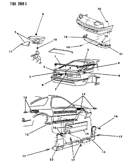 1987 Dodge Daytona Ground Effects Package - Exterior View Diagram