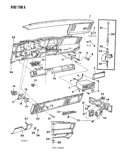 1988 Dodge 600 Mast Package, Power Antenna Diagram for 4469064