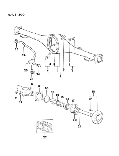 1984 Dodge Ram 50 Axle, Rear Housing And Shaft Diagram