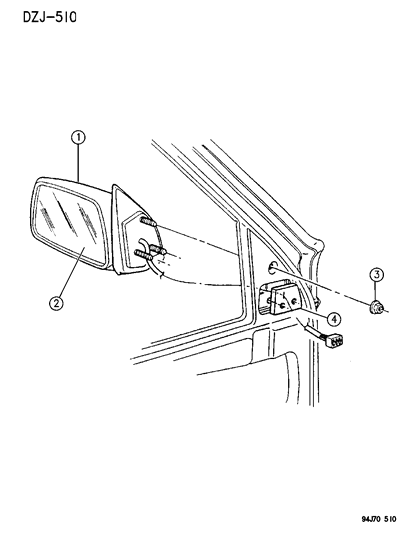 1994 Jeep Grand Cherokee Outside Electric Mirror Diagram for 4723787