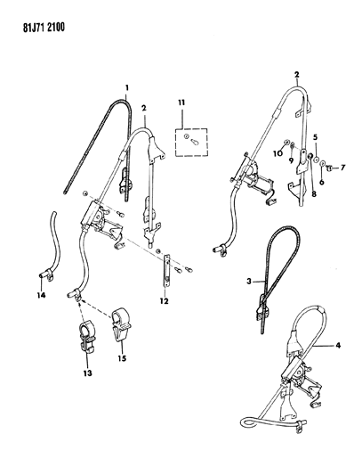 1984 Jeep Cherokee Cable Power WNDW Regulator Diagram for 83502179
