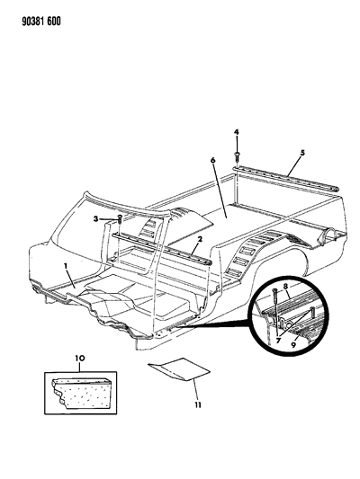 1993 Dodge Ramcharger Mats & Retainer Floor Diagram